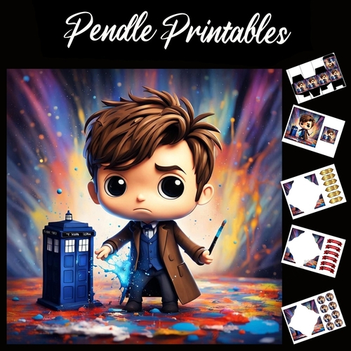 David Tennant Dr Who 7x7 Card Kit. Matching Box, Gift Bauble,Tag