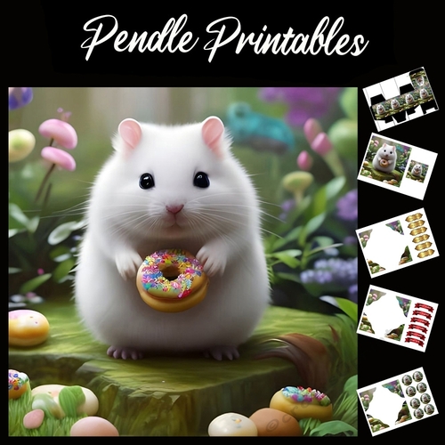 Donut TIme 7x7 Card Kit. Matching Box, Gift Bauble,Tag