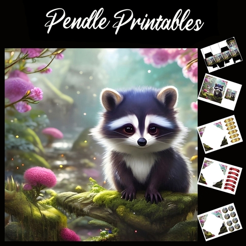 Ricky Racoon 7x7 Card Kit. Matching Box, Gift Bauble,Tag