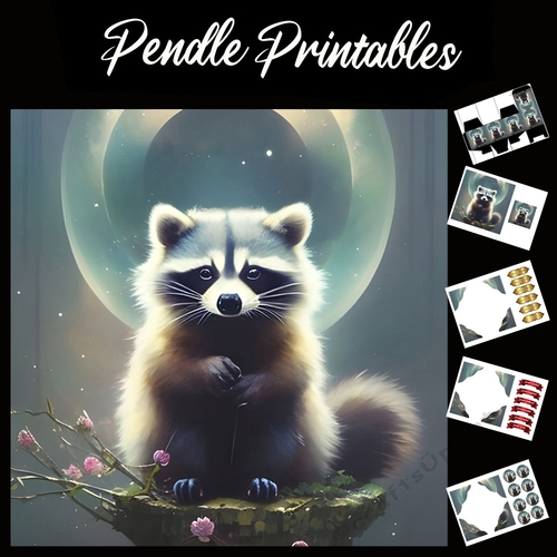 Rocky Racoon 7x7 Card Kit. Matching Box, Gift Bauble,Tag
