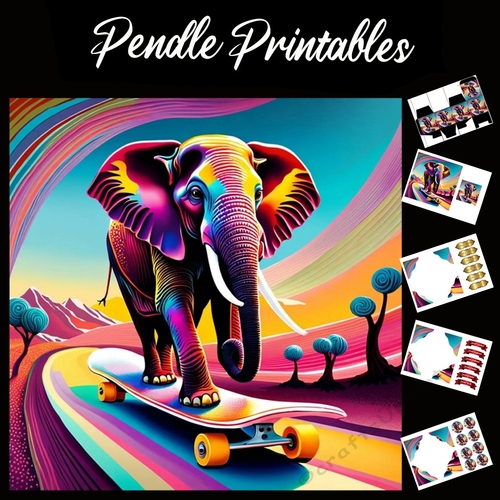 Trippy Trunk 7x7 Card Kit. Matching Box, Gift Bauble,Tag