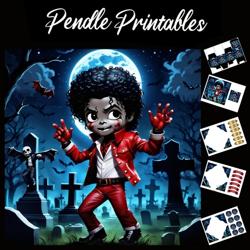 Michael Jackson Thriller Night 7x7 Card Kit. Matching Box, Gift Bauble,Tag
