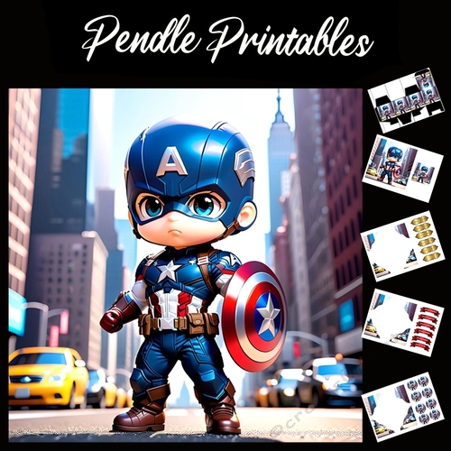 American Super Hero 7x7 Card Kit. Matching Box, Gift Bauble,Tag
