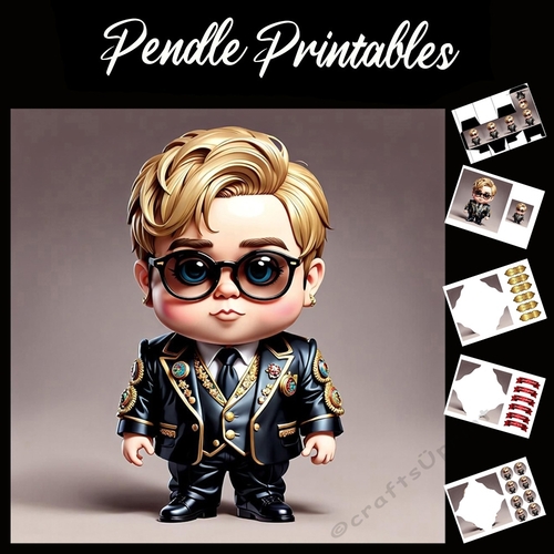 Cool Elton John 7x7 Card Kit. Matching Box, Gift Bauble,Tag