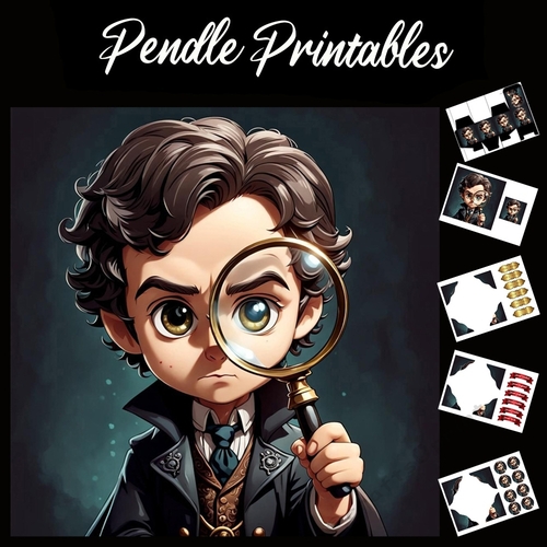Sherlock Holmes 7x7 Card Kit. Matching Box, Gift Bauble,Tag