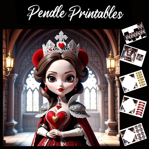 Queen Of Hearts 7x7 Card Kit. Matching Box, Gift Bauble,Tag
