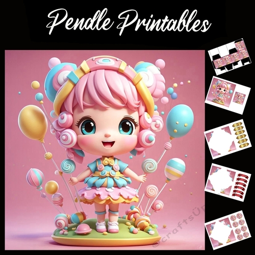 Sweet As Candy 7x7 Card Kit. Matching Box, Gift Bauble,Tag