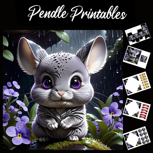 Cute Chinchilla 7x7 Card Kit. Matching Box, Gift Bauble,Tag