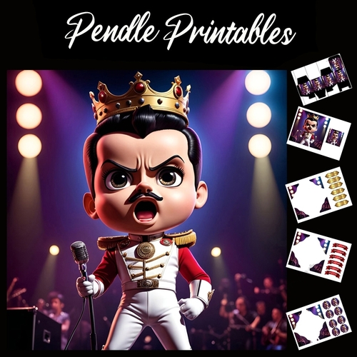 Freddie Mercury 7x7 Card Kit. Matching Box, Gift Bauble,Tag
