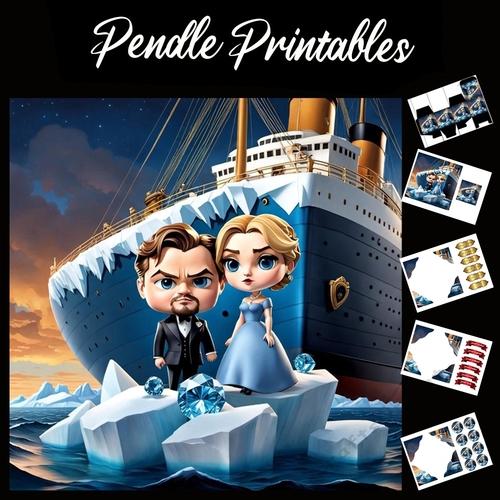 Jack & Rose Titanic 7x7 Card Kit. Matching Box, Gift Bauble,Tag