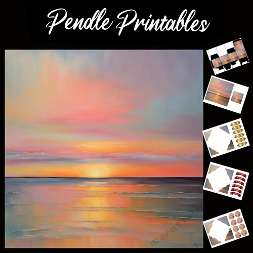 Orange Sunset 7x7 Card Kit. Matching Box, Gift Bauble,Tag