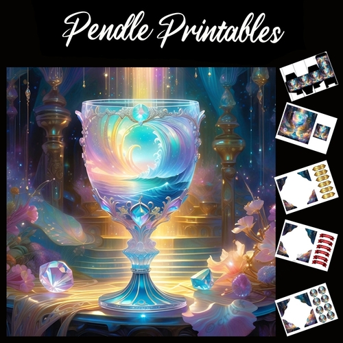 Magical Sea Goblet 7x7 Card Kit. Matching Box, Gift Bauble,Tag