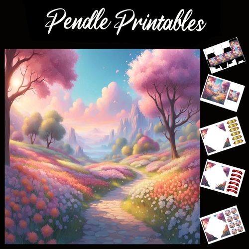 Pretty Path  7x7 Card Kit. Matching Box, Gift Bauble,Tag