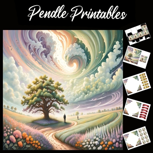 Whirly Cloud Tree 7x7 Card Kit. Matching Box, Gift Bauble,Tag