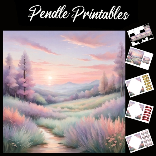 Meadows Path 7x7 Card Kit. Matching Box, Gift Bauble,Tag