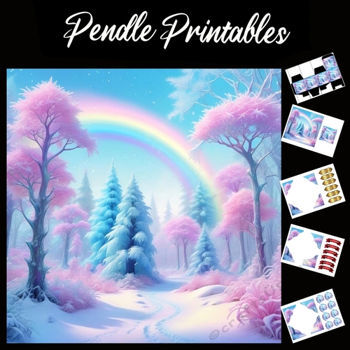 Light After Dark Forest 7x7 Card Kit. Matching Box, Gift Bauble,Tag