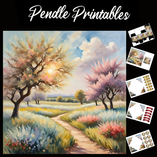 Hot Summers Meadow 7x7 Card Kit. Matching Box, Gift Bauble,Tag