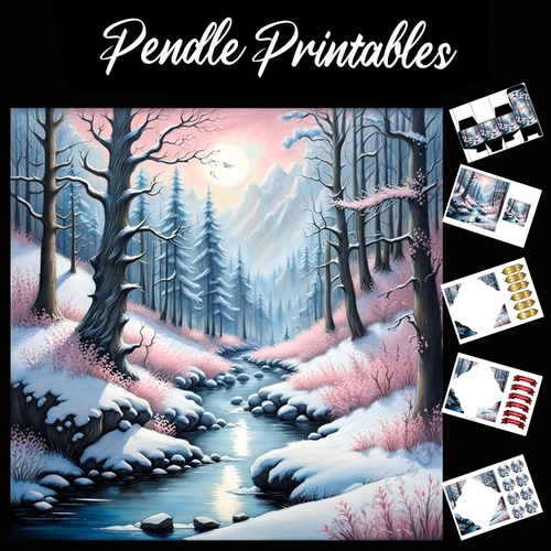 Water Runs Cold 7x7 Card Kit. Matching Box, Gift Bauble,Tag