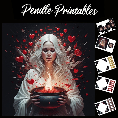 The Love Potion White Witch 7x7 Card Kit. Matching Box, Gift Bauble,Tag