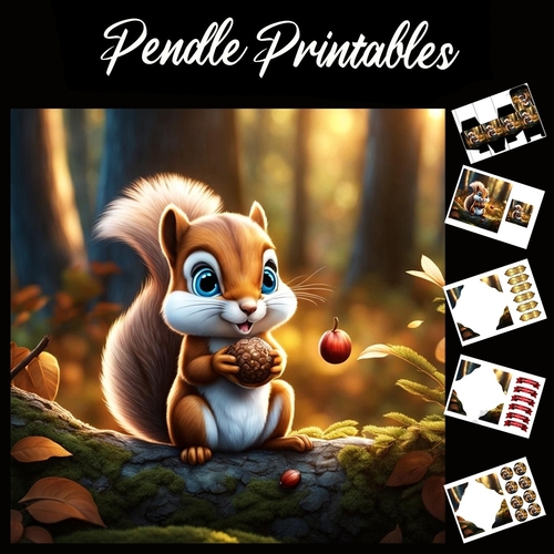 Nuts About Nuts Cute Squirrel 7x7 Card Kit. Matching Box, Gift Bauble,Tag
