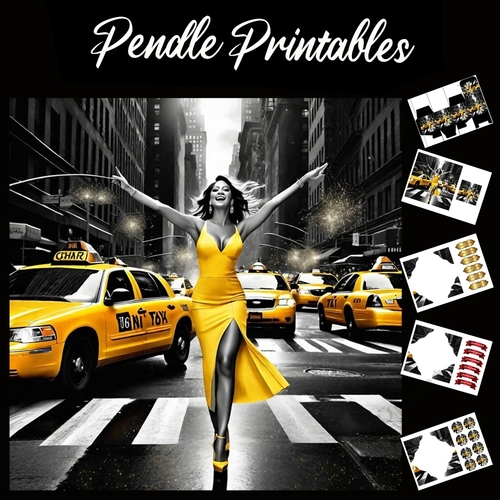 Calling A Taxi . 7x7 Card Kit. Matching Box, Gift Bauble,Tag