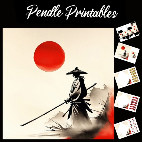 Stunning Sketch Of  A Japanese Man 7x7 Card Kit. Matching Box, Gift Bauble,Tag