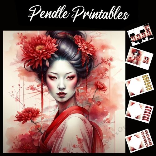 Painted Beautiful Lady 7x7 Card Kit. Matching Box, Gift Bauble,Tag