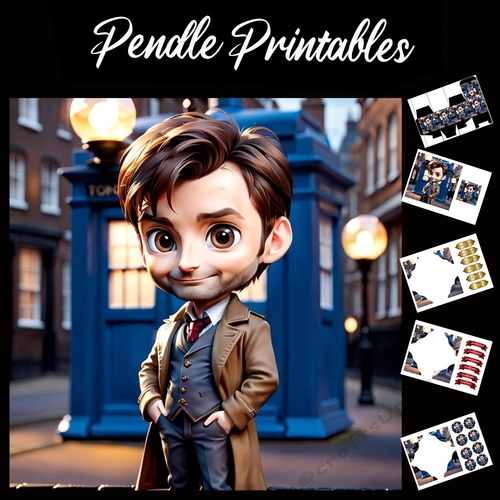 David Tennant Dr Who (2) 7x7 Card Kit. Matching Box, Gift Bauble,Tag