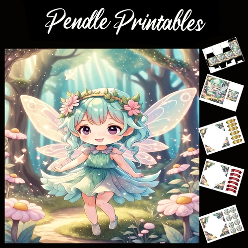 Cute Anime Style Fairy 7x7 Card Kit. Matching Box, Gift Bauble,Tag