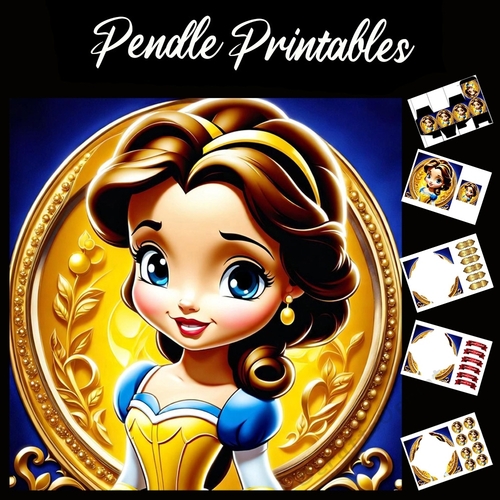 Cute Anime Style Belle 7x7 Card Kit. Matching Box, Gift Bauble,Tag