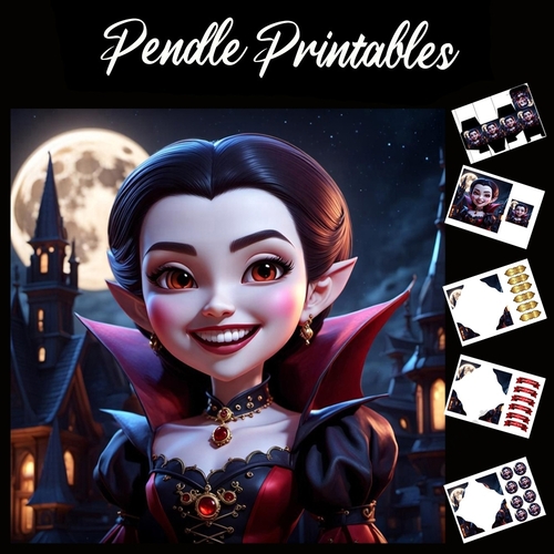 The Vampiress Anime Style 7x7 Card Kit. Matching Box, Gift Bauble,Tag