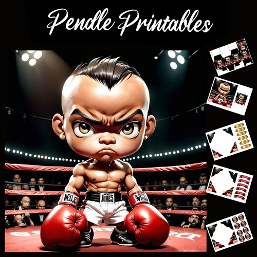 Anime Style Moody Miniature Boxer 7x7 Card Kit. Matching Box, Gift Bauble,Tag