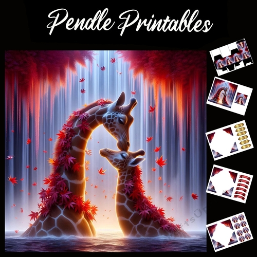 Beautiful Mummy & Baby Giraffe 7x7 Card Kit. Matching Box, Gift Bauble,Tag