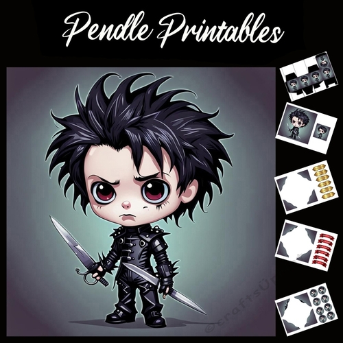 Anime Style Edward Scissor Hands 7x7 Card Kit. Matching Box, Gift Bauble,Tag