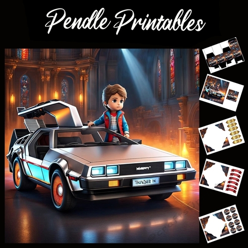 Back To The Future 7x7 Card Kit. Matching Box, Gift Bauble,Tag