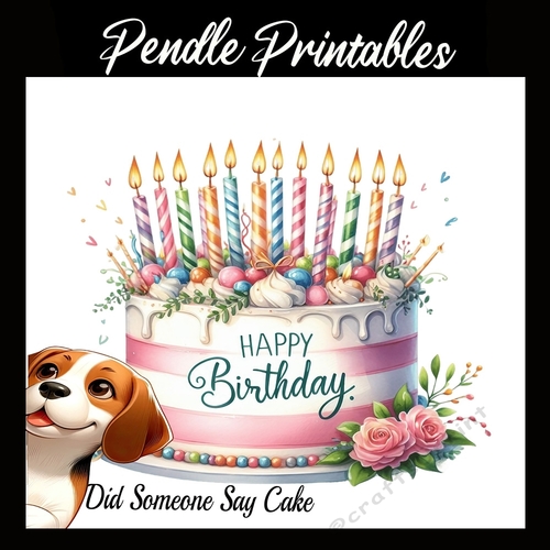 Beagle Cake Lover  7x7 Card Kit. Matching Box, Gift Tag