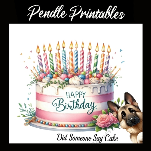 German Shepherd Cake Lover  7x7 Card Kit. Matching Box, Gift Tag