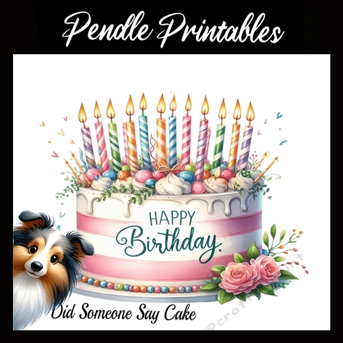 Collie Dog Cake Lover  7x7 Card Kit. Matching Box, Gift Tag