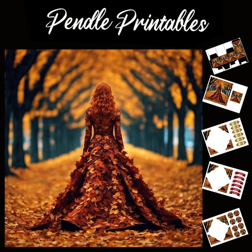 Autumn Leaves 7x7 Card Kit. Matching Box, Gift Bauble,Tag