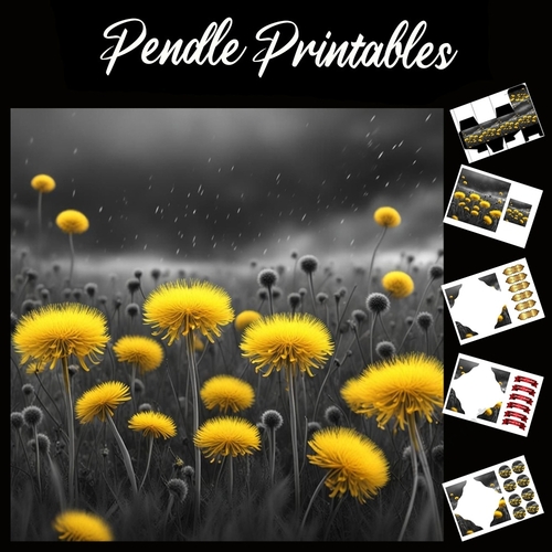 Dandelions Dreams 7x7 Card Kit. Matching Box, Gift Bauble,Tag