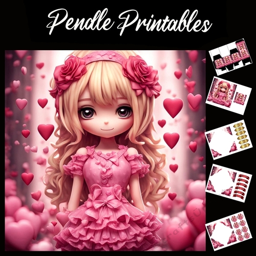 The Pink Princess 7x7 Card Kit. Matching Box, Gift Bauble,Tag