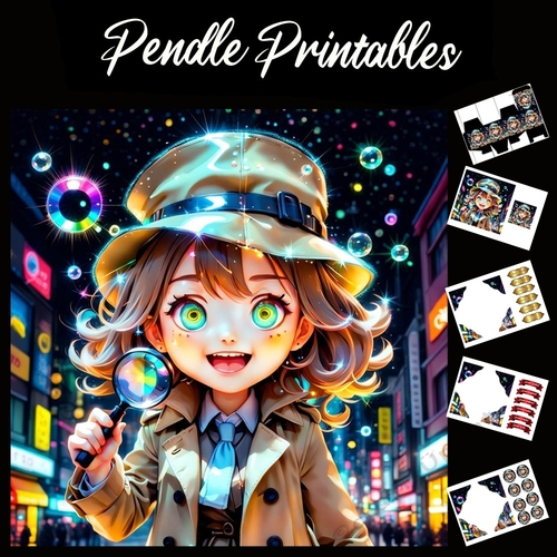 Anime Style Miss Holmes Detective 7x7 Card Kit. Matching Box, Gift Bauble,Tag