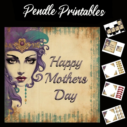 Mothers Day 7x7 Card Kit. Matching Box, Gift Bauble,Tag