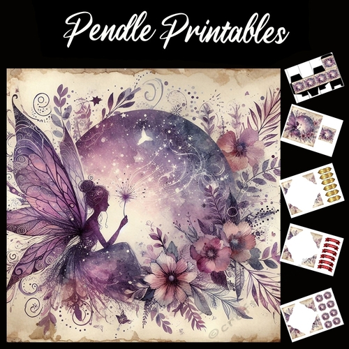 Violet Dreams 7x7 Card Kit. Matching Box, Gift Bauble,Tag