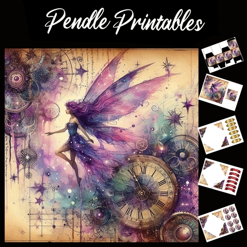 Violet Vision 7x7 Card Kit. Matching Box, Gift Bauble,Tag