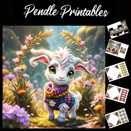 Joseph The Cute Goat 7x7 Card Kit. Matching Box, Gift Bauble,Tag