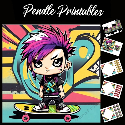 Skater Boy  7x7 Card Kit. Matching Box, Gift Bauble,Tag