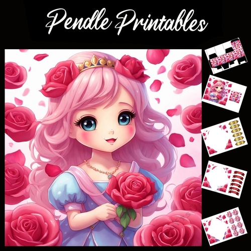 Little Rose Girl 7x7 Card Kit. Matching Box, Gift Bauble,Tag