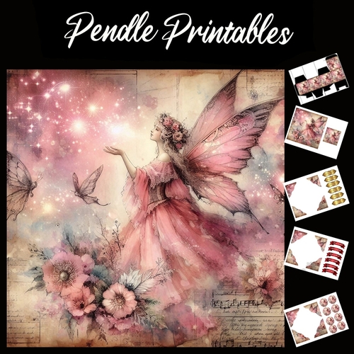 Sparkle Glow Fairy  7x7 Card Kit. Matching Box, Gift Bauble,Tag