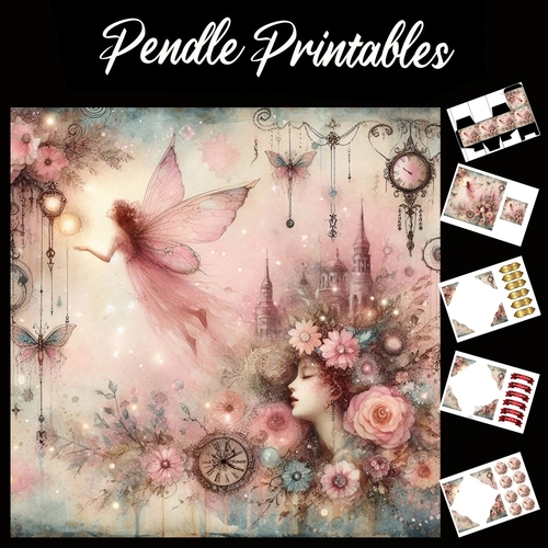 Fairy Dreams 7x7 Card Kit. Matching Box, Gift Bauble,Tag